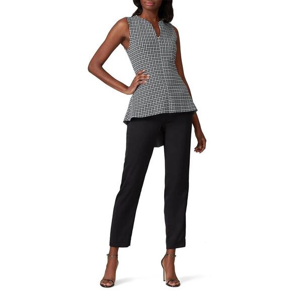 Derek Lam Collective Plaid Knit Peplum Top Grey Size XS - Picture 3 of 8